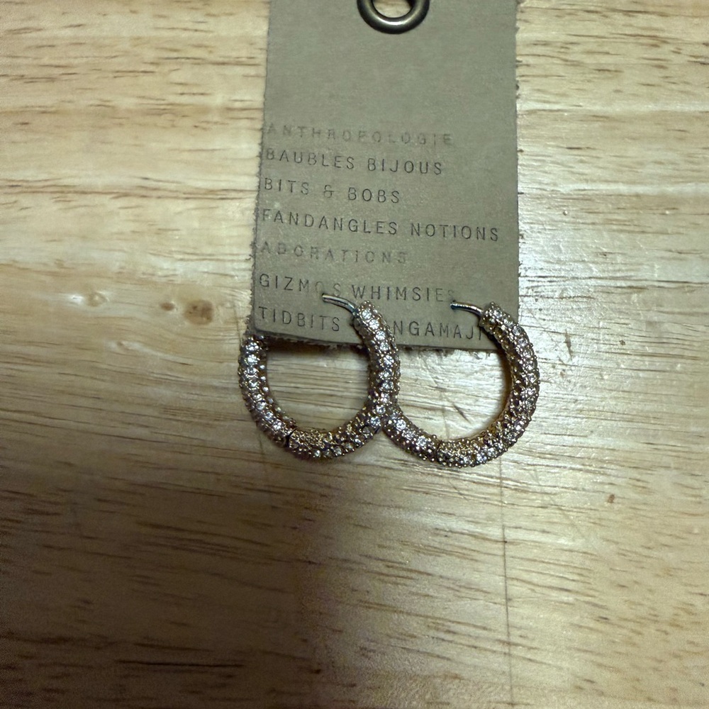 Anthropologie Sparkling Gold Hoop Earrings